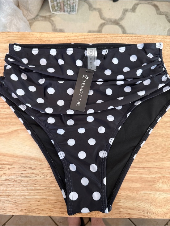 Tempt Me Other - Tempt Me Black & White Polka Dot High-Waist Swim Bottom
